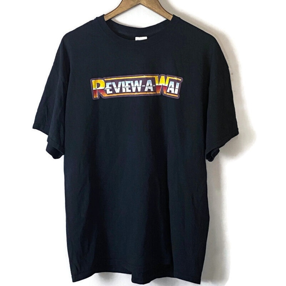 REVIEW A WAI (RAW) Mens Black Graphic T Shirt Size XL Wrestling Podcast WWE WWF